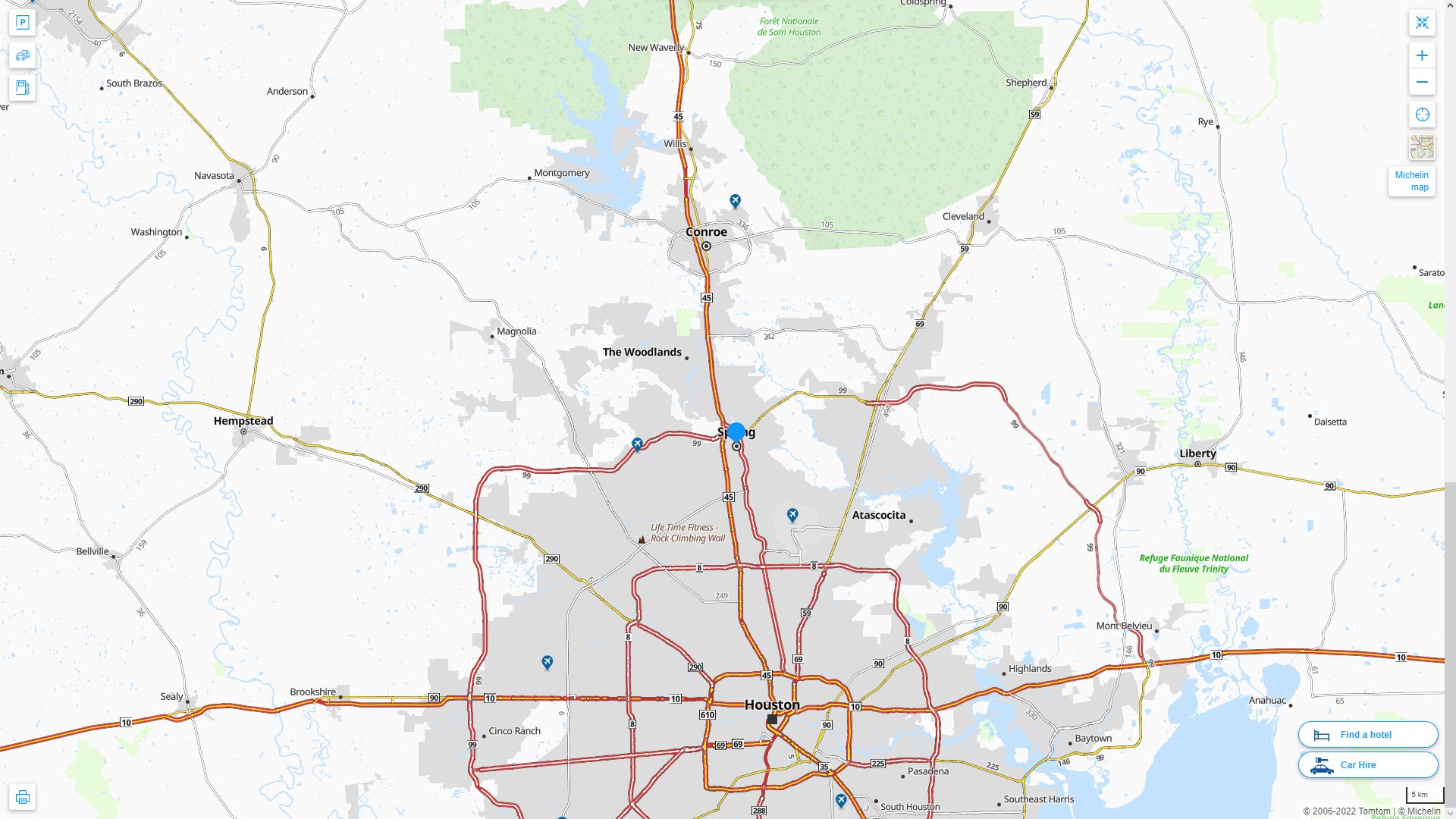 Spring Texas Highway and Road Map